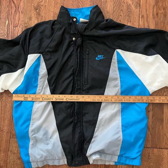 Vintage 90s Nike Blue & Black Windbreaker Size Large Made in USA - Picture 3 of 8
